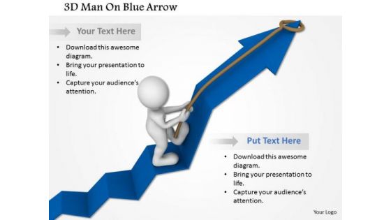 3d Man On Blue Arrow PowerPoint Templates