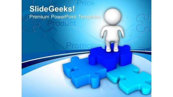 3d Man On Puzzle Business PowerPoint Templates And PowerPoint Themes 1012