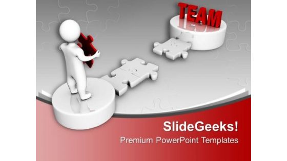 3d Man On Puzzle With Word Team PowerPoint Templates Ppt Backgrounds For Slides 0213