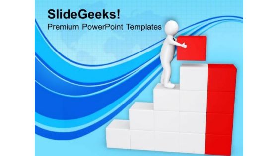 3d Man On Success Cubes PowerPoint Templates Ppt Backgrounds For Slides 0713