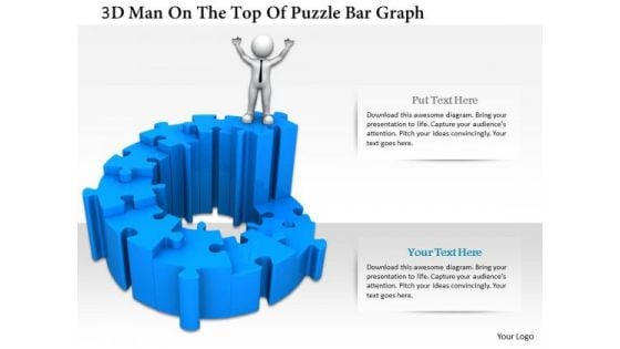 3d Man On The Top Of Puzzle Bar Graph