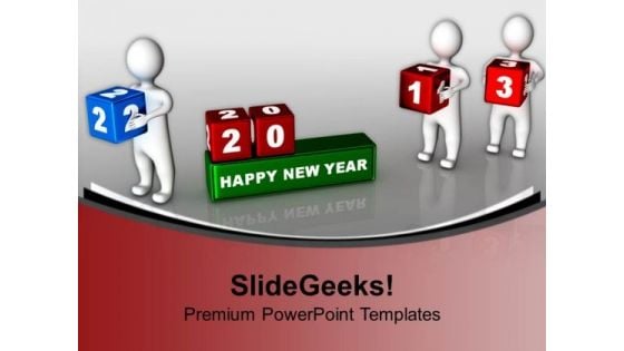 3d Man Placing Cubes Business New Year Concept PowerPoint Templates Ppt Backgrounds For Slides 1112