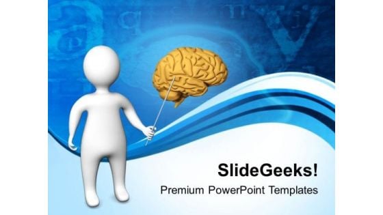 3d Man Pointing Brain PowerPoint Templates Ppt Backgrounds For Slides 0813