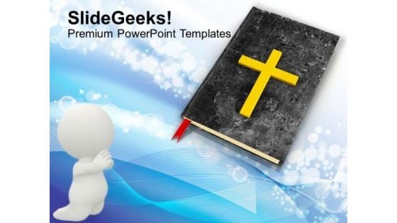 3d Man Praying Cross PowerPoint Templates Ppt Backgrounds For Slides 1212