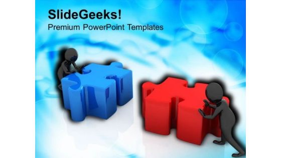 3d Man Pushing Puzzle Pieces PowerPoint Templates Ppt Backgrounds For Slides 0713