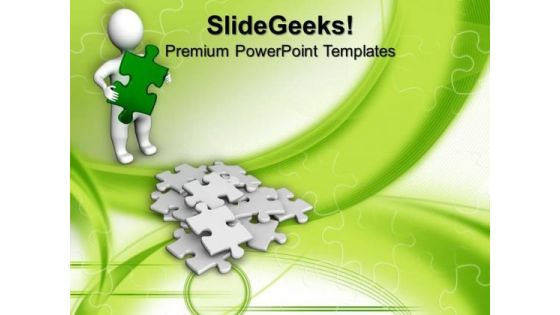 3d Man Puzzle Green Business PowerPoint Templates And PowerPoint Themes 1012