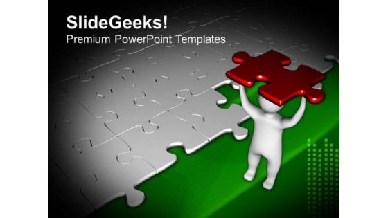 3d Man Puzzle Piece For Solution PowerPoint Templates Ppt Backgrounds For Slides 0513