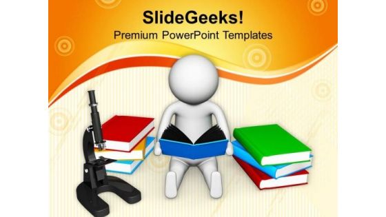 3d Man Reading Science PowerPoint Templates Ppt Backgrounds For Slides 0813