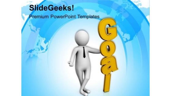 3d Man Standing Near To Goal PowerPoint Templates Ppt Backgrounds For Slides 0713