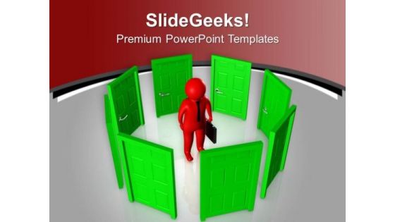 3d Man Surrounded By Opportunities PowerPoint Templates Ppt Backgrounds For Slides 0713