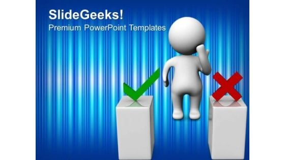 3d Man Thinking Behind Two Podiums People PowerPoint Templates And PowerPoint Themes 0912