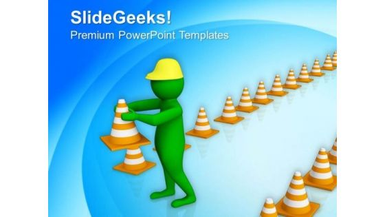 3d Man With A Traffic Cones PowerPoint Templates Ppt Backgrounds For Slides 0813