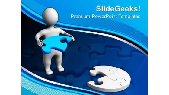 3d Man With Blue Puzzle Jigsaw PowerPoint Templates And PowerPoint Themes 0912