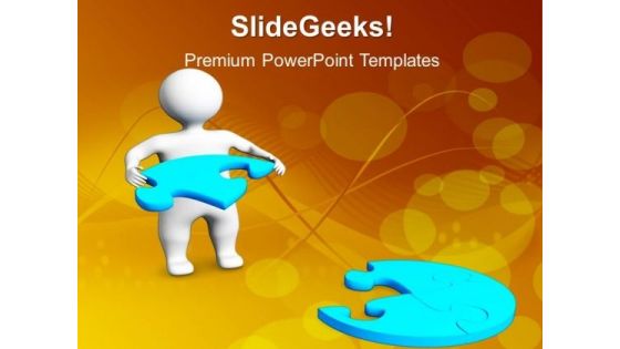 3d Man With Blue Puzzle Jigsaw PowerPoint Templates And PowerPoint Themes 1012