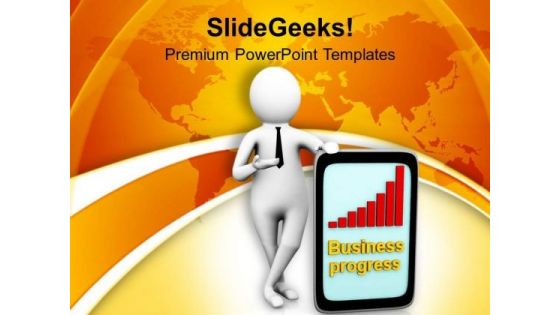 3d Man With Business Progress Chart PowerPoint Templates Ppt Backgrounds For Slides 0713