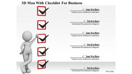 3d Man With Checklist For Business