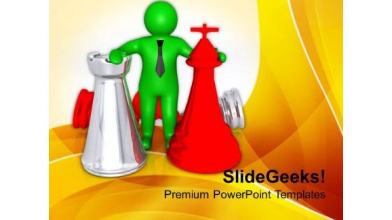3d Man With Chess Pieces Strategy PowerPoint Templates Ppt Backgrounds For Slides 0713