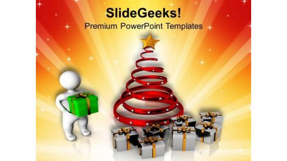 3d Man With Christmas Gifts Holidays PowerPoint Templates Ppt Backgrounds For Slides 1212