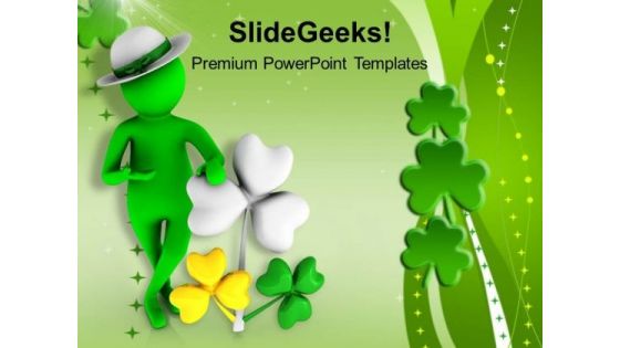 3d Man With Clover Leaf PowerPoint Templates Ppt Backgrounds For Slides 0313