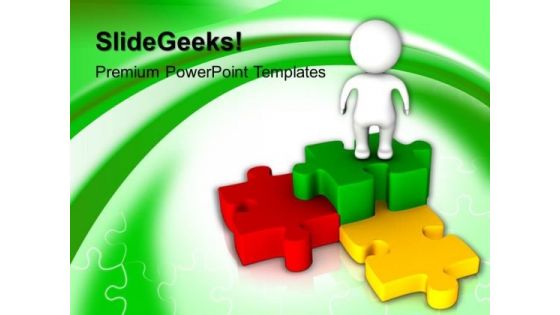 3d Man With Colorful Puzzle Jigsaw PowerPoint Templates And PowerPoint Themes 1012