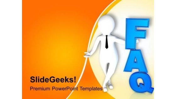 3d Man With Faq Text PowerPoint Templates Ppt Backgrounds For Slides 0813