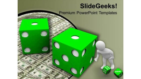 3d Man With Green Dice Marketing PowerPoint Templates Ppt Backgrounds For Slides 1212