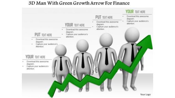 3d Man With Green Growth Arrow For Finance