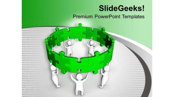 3d Man With Green Jigsaw Puzzles PowerPoint Templates Ppt Backgrounds For Slides 0413