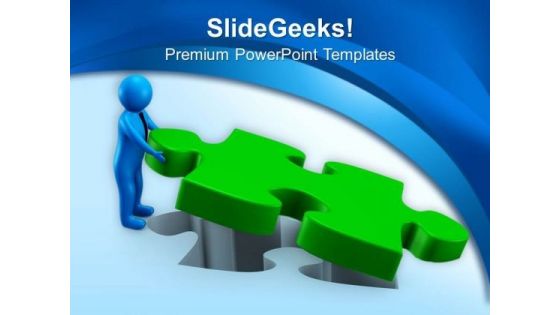 3d Man With Green Puzzle Piece PowerPoint Templates Ppt Backgrounds For Slides 0713