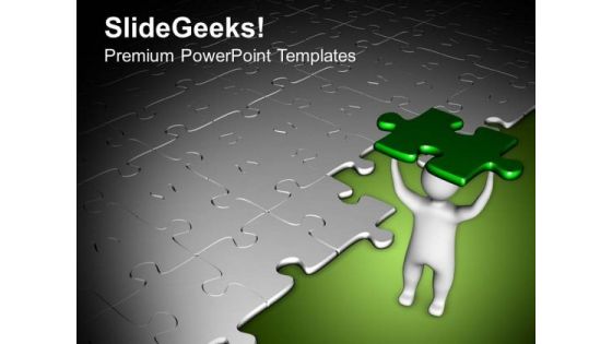 3d Man With Green Puzzle Solution PowerPoint Templates Ppt Backgrounds For Slides 0313 3d Man With Green Puzzle Solution PowerPoint Templates Ppt Backgrounds For Slides 0313