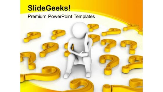 3d Man With Lots Of Question Mark PowerPoint Templates Ppt Backgrounds For Slides 0413