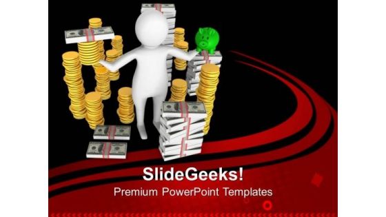 3d Man With Money Saving Concept PowerPoint Templates Ppt Backgrounds For Slides 0413