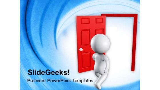 3d Man With Open Door PowerPoint Templates Ppt Backgrounds For Slides 0713