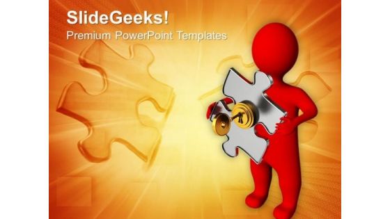3d Man With Puzzle And Golden Key Business PowerPoint Templates And PowerPoint Themes 1012 3d Man With Puzzle And Golden Key Business PowerPoint Templates And PowerPoint Themes 1012