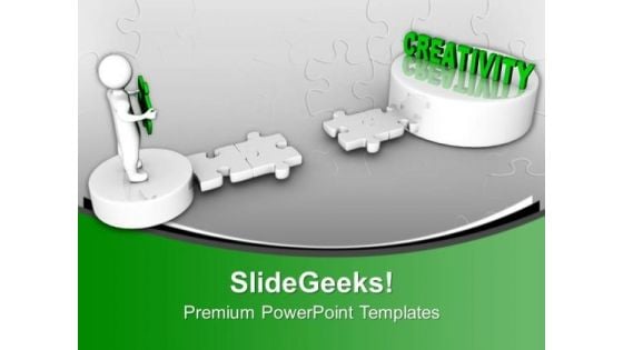 3d Man With Puzzle And Word Creativity PowerPoint Templates Ppt Backgrounds For Slides 0213