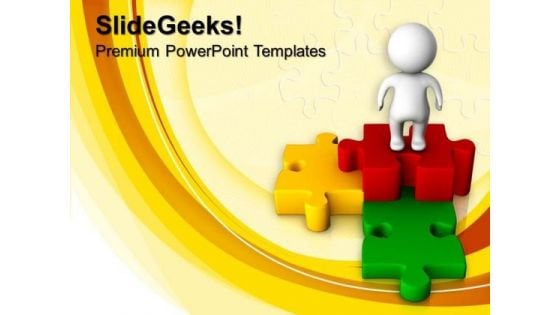 3d Man With Puzzle Jigsaw Business PowerPoint Templates And PowerPoint Themes 1012