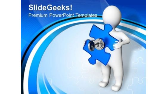 3d Man With Puzzle Key Business PowerPoint Templates And PowerPoint Themes 1012