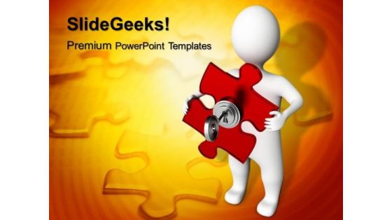 3d Man With Puzzle Key PowerPoint Templates And PowerPoint Themes 1012