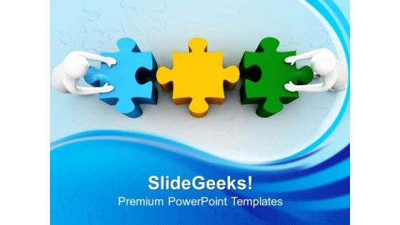 3d Man With Puzzle Teamwork PowerPoint Templates And PowerPoint Themes 0812