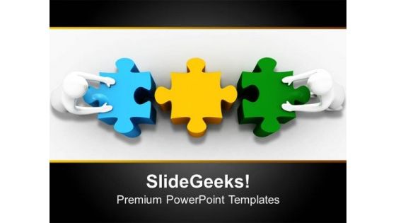 3d Man With Puzzle Teamwork PowerPoint Templates Ppt Backgrounds For Slides 1212