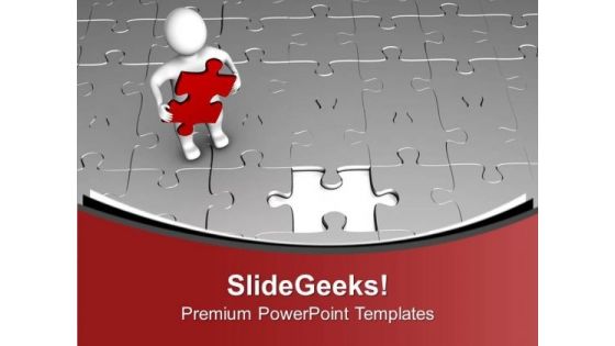 3d Man With Red Puzzle Business PowerPoint Templates Ppt Backgrounds For Slides 0413