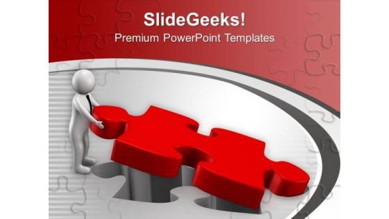 3d Man With Red Puzzle Piece PowerPoint Templates Ppt Backgrounds For Slides 0713 3d Man With Red Puzzle Piece PowerPoint Templates Ppt Backgrounds For Slides 0713