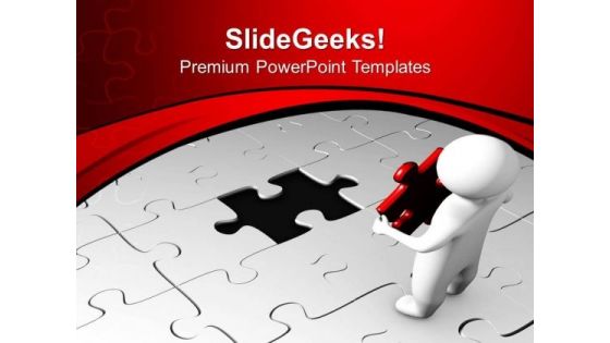 3d Man With Red Puzzle Strategy PowerPoint Templates Ppt Backgrounds For Slides 0413