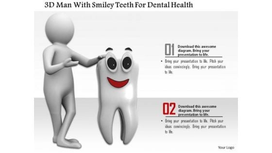 3d Man With Smiley Teeth For Dental Health