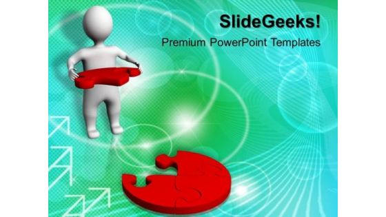 3d Man With Solution Puzzle Jigsaw PowerPoint Templates And PowerPoint Themes 1012