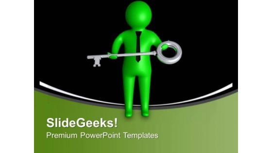 3d Man With Success Key Business PowerPoint Templates Ppt Backgrounds For Slides 0213