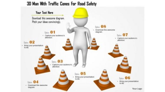 3d Man With Traffic Cones For Raod Safety