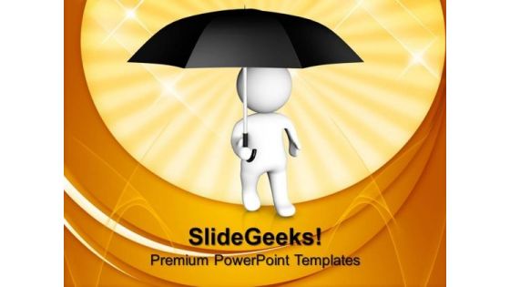 3d Man With Umbrella Business PowerPoint Templates And PowerPoint Themes 1012