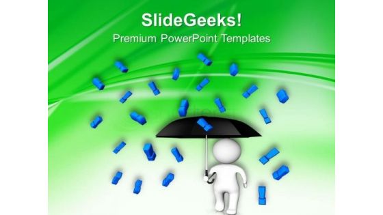 3d Man With Umbrella Exclamation Symbol PowerPoint Templates Ppt Backgrounds For Slides 0513