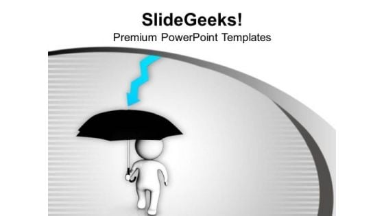 3d Man With Umbrella Financial Crisis PowerPoint Templates Ppt Backgrounds For Slides 0513